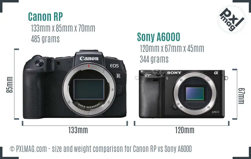 Canon RP vs Sony A6000 size comparison