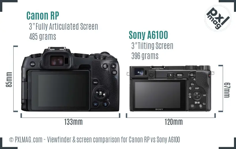 Canon RP vs Sony A6100 Screen and Viewfinder comparison