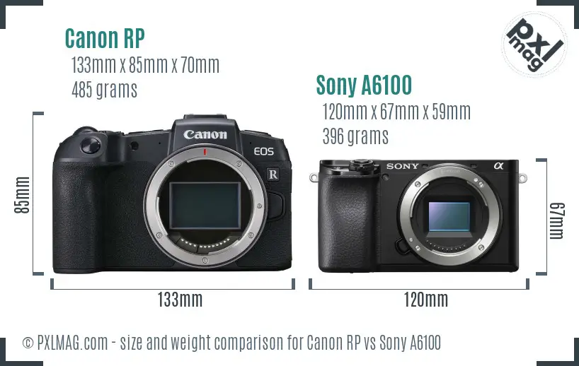 Canon RP vs Sony A6100 size comparison