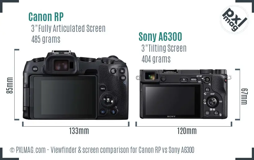 Canon RP vs Sony A6300 Screen and Viewfinder comparison