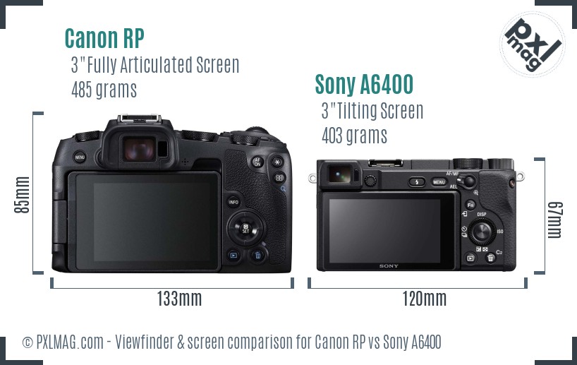 Canon RP vs Sony A6400 Screen and Viewfinder comparison