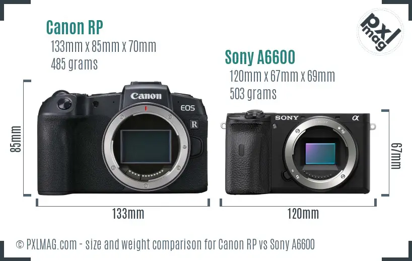 Canon RP vs Sony A6600 size comparison