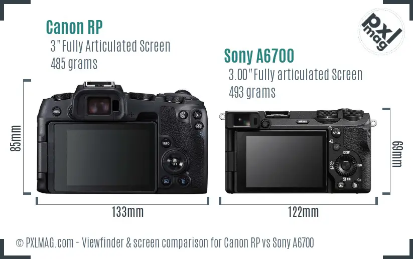 Canon RP vs Sony A6700 Screen and Viewfinder comparison