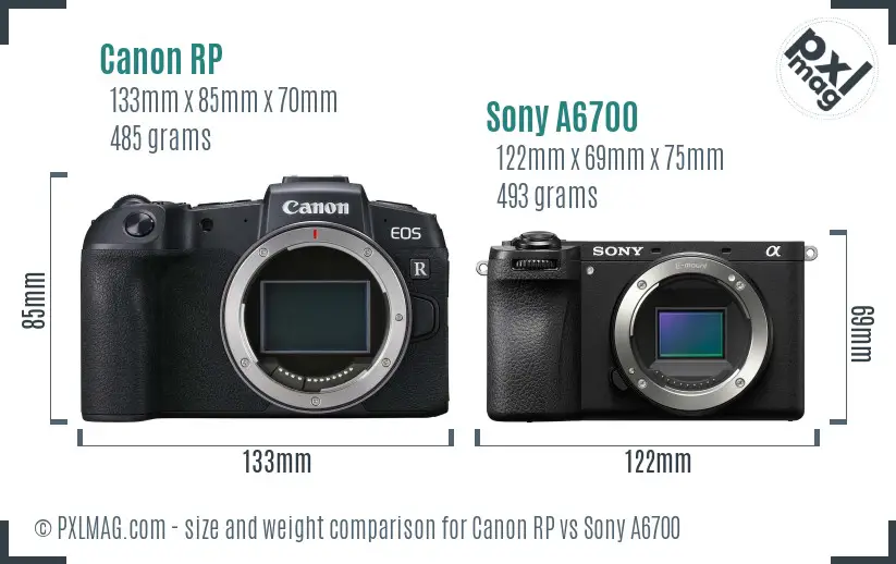 Canon RP vs Sony A6700 size comparison