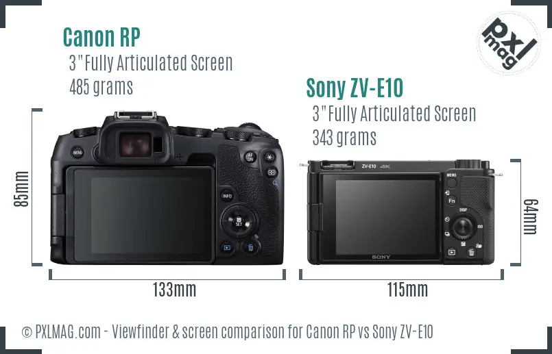 Canon RP vs Sony ZV-E10 Screen and Viewfinder comparison