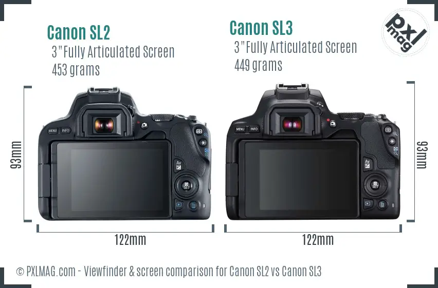 Canon SL2 vs Canon SL3 Screen and Viewfinder comparison