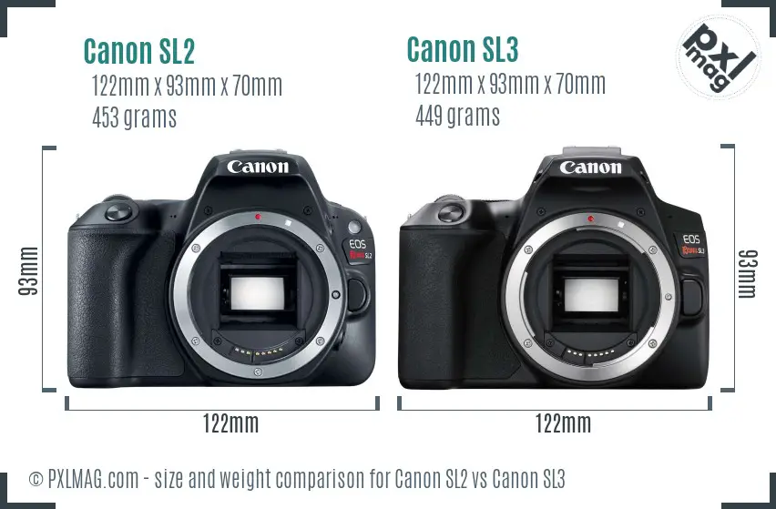 Canon SL2 vs Canon SL3 size comparison