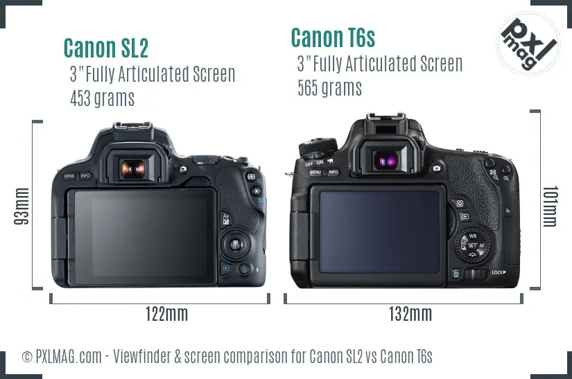 Canon SL2 vs Canon T6s Screen and Viewfinder comparison