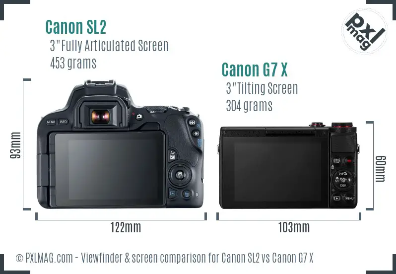 Canon SL2 vs Canon G7 X Screen and Viewfinder comparison Canon SL2 vs Canon G7 X Screen and Viewfinder comparison