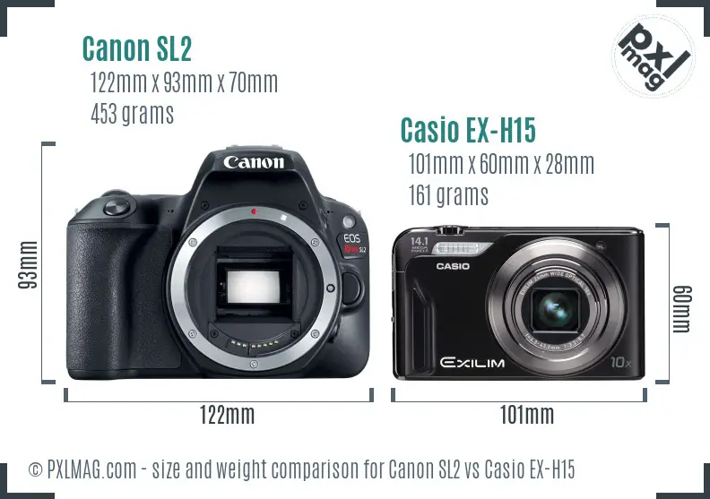 Canon SL2 vs Casio EX-H15 size comparison