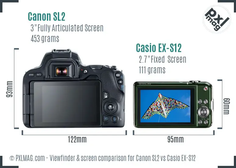 Canon SL2 vs Casio EX-S12 Screen and Viewfinder comparison Canon SL2 vs Casio EX-S12 Screen and Viewfinder comparison