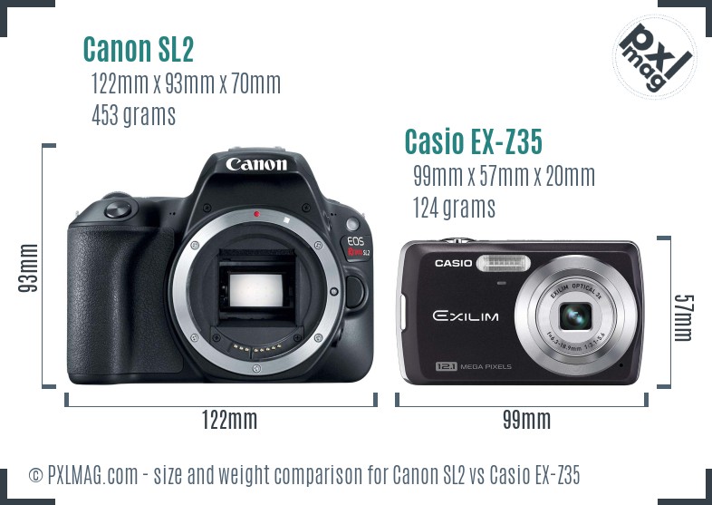 Canon SL2 vs Casio EX-Z35 size comparison