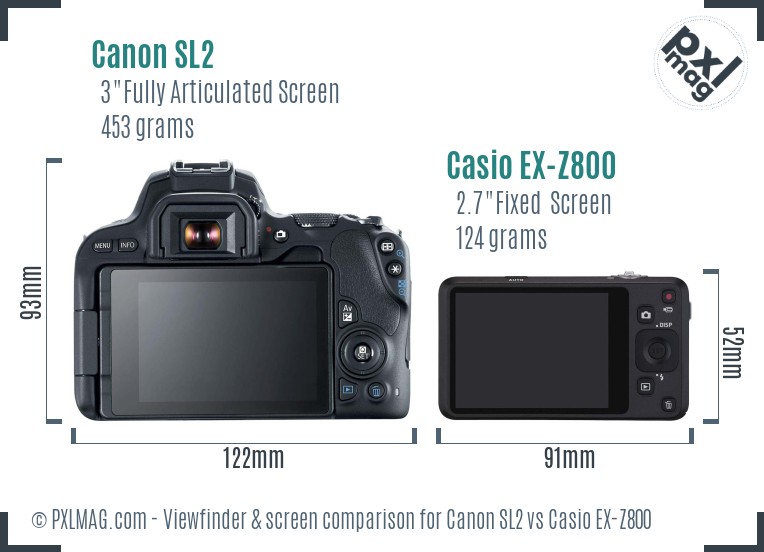 Canon SL2 vs Casio EX-Z800 Screen and Viewfinder comparison