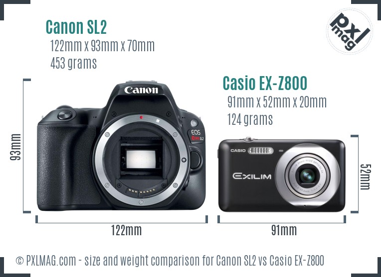 Canon SL2 vs Casio EX-Z800 size comparison