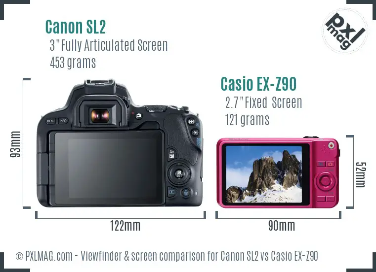 Canon SL2 vs Casio EX-Z90 Screen and Viewfinder comparison