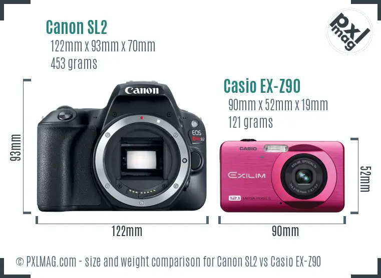 Canon SL2 vs Casio EX-Z90 size comparison