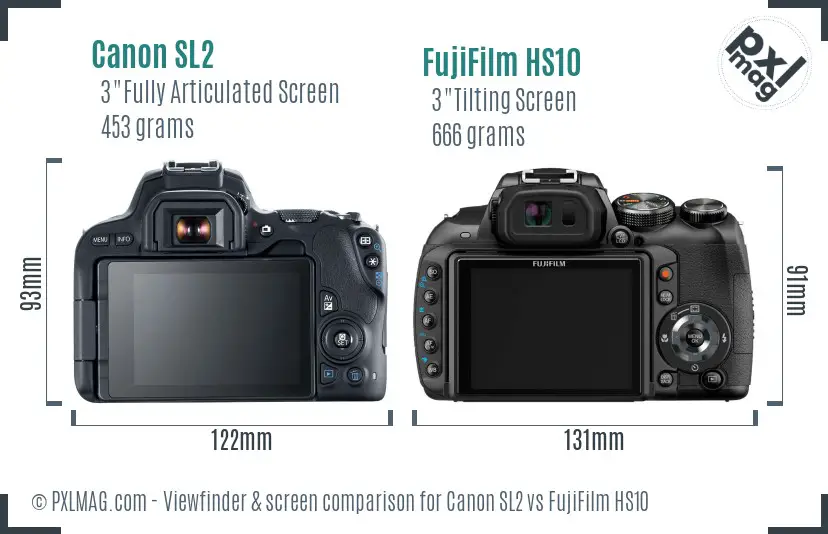 Canon SL2 vs FujiFilm HS10 Screen and Viewfinder comparison Canon SL2 vs FujiFilm HS10 Screen and Viewfinder comparison