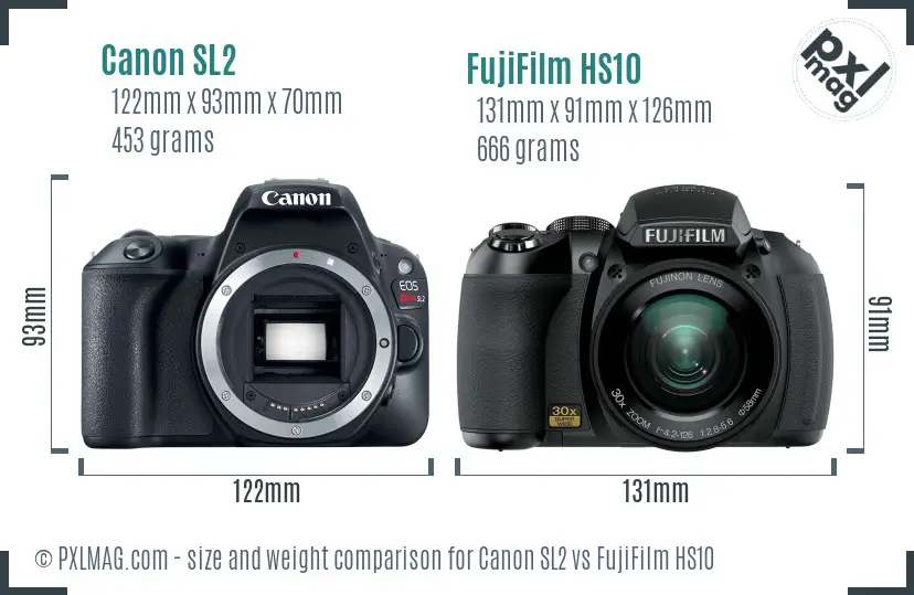 Canon SL2 vs FujiFilm HS10 size comparison Canon SL2 vs FujiFilm HS10 size comparison