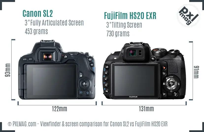 Canon SL2 vs FujiFilm HS20 EXR Screen and Viewfinder comparison