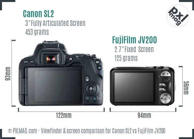 Canon SL2 vs FujiFilm JV200 Screen and Viewfinder comparison