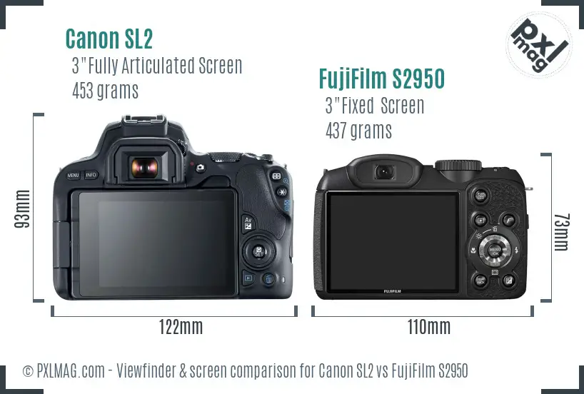 Canon SL2 vs FujiFilm S2950 Screen and Viewfinder comparison Canon SL2 vs FujiFilm S2950 Screen and Viewfinder comparison