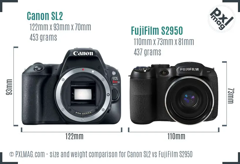 Canon SL2 vs FujiFilm S2950 size comparison Canon SL2 vs FujiFilm S2950 size comparison