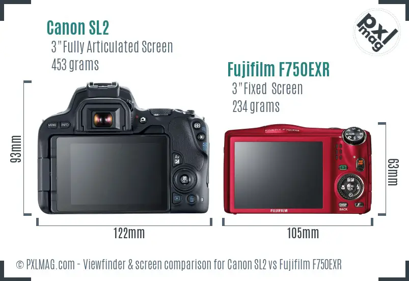 Canon SL2 vs Fujifilm F750EXR Screen and Viewfinder comparison Canon SL2 vs Fujifilm F750EXR Screen and Viewfinder comparison
