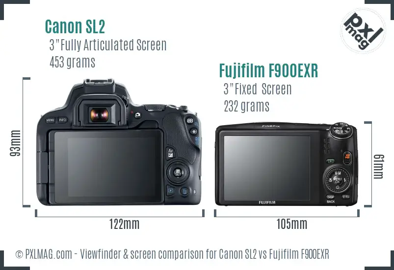 Canon SL2 vs Fujifilm F900EXR Screen and Viewfinder comparison