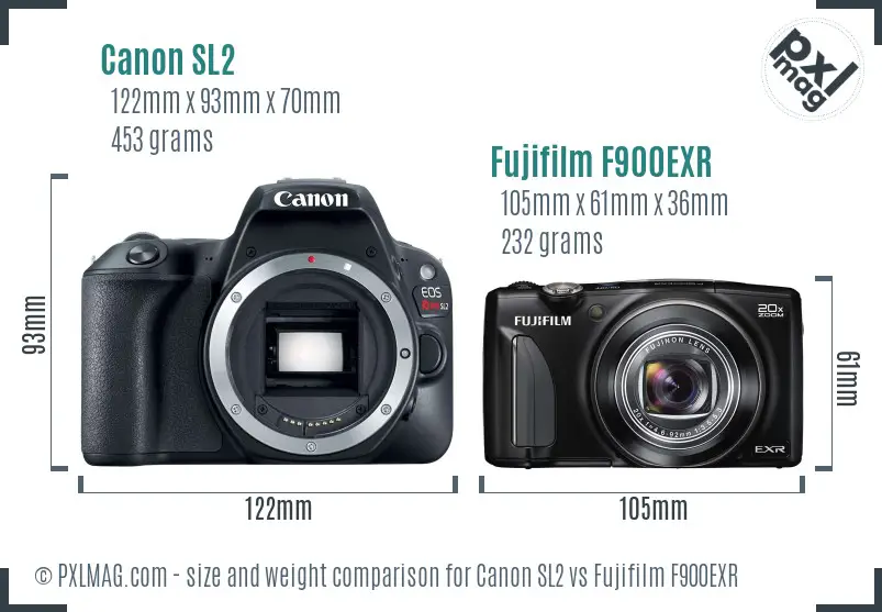 Canon SL2 vs Fujifilm F900EXR size comparison