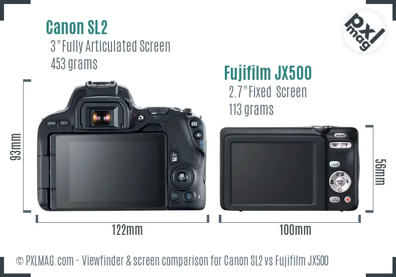 Canon SL2 vs Fujifilm JX500 Screen and Viewfinder comparison