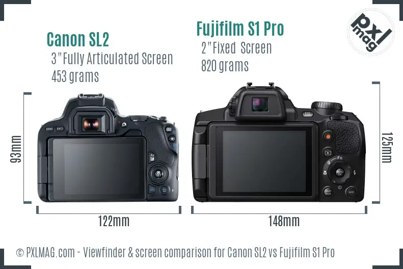 Canon SL2 vs Fujifilm S1 Pro Screen and Viewfinder comparison Canon SL2 vs Fujifilm S1 Pro Screen and Viewfinder comparison