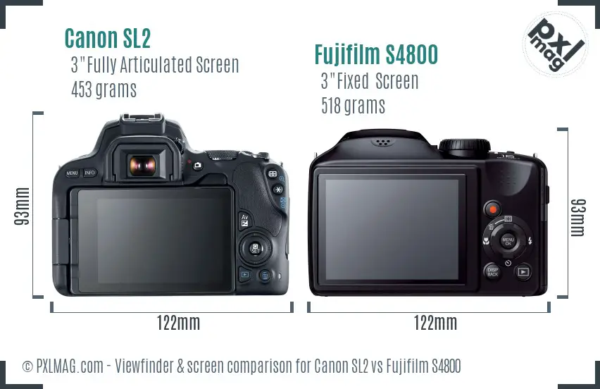 Canon SL2 vs Fujifilm S4800 Screen and Viewfinder comparison Canon SL2 vs Fujifilm S4800 Screen and Viewfinder comparison