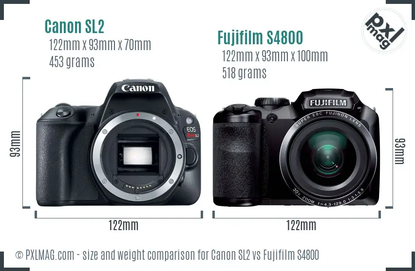 Canon SL2 vs Fujifilm S4800 size comparison Canon SL2 vs Fujifilm S4800 size comparison