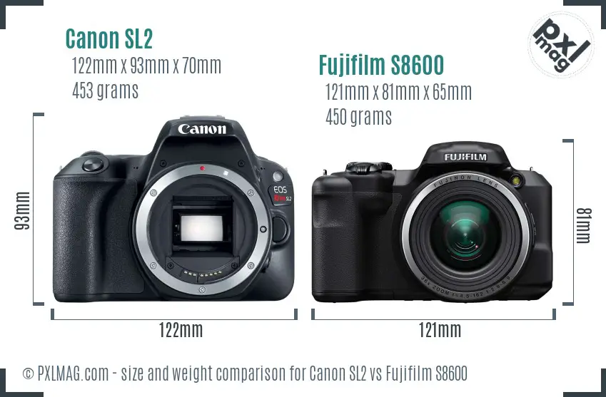 Canon SL2 vs Fujifilm S8600 size comparison Canon SL2 vs Fujifilm S8600 size comparison