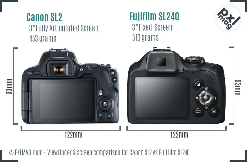 Canon SL2 vs Fujifilm SL240 Screen and Viewfinder comparison Canon SL2 vs Fujifilm SL240 Screen and Viewfinder comparison