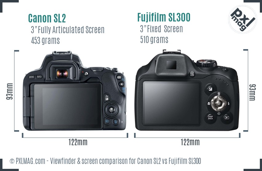 Canon SL2 vs Fujifilm SL300 Screen and Viewfinder comparison