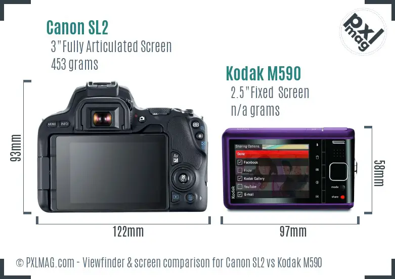 Canon SL2 vs Kodak M590 Screen and Viewfinder comparison