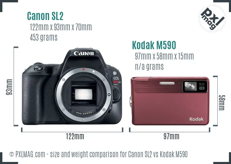 Canon SL2 vs Kodak M590 size comparison