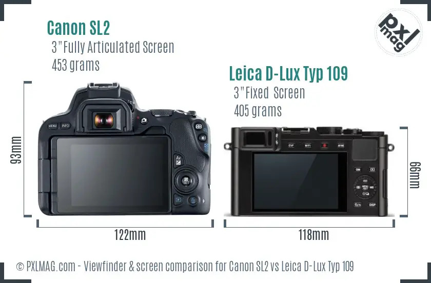 Canon SL2 vs Leica D-Lux Typ 109 Screen and Viewfinder comparison