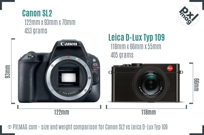 Canon SL2 vs Leica D-Lux Typ 109 size comparison