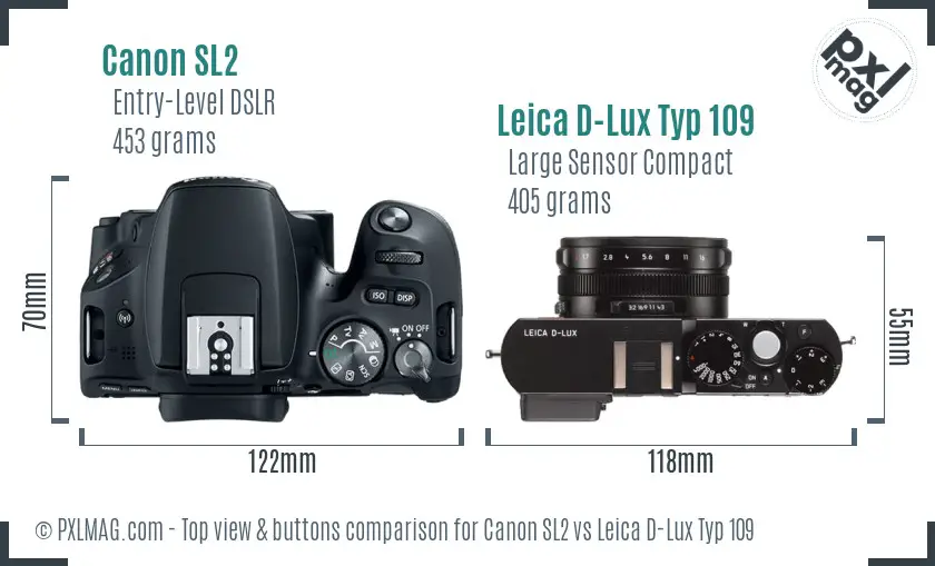 Canon SL2 vs Leica D-Lux Typ 109 top view buttons comparison