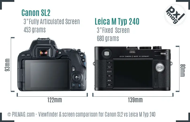 Canon SL2 vs Leica M Typ 240 Screen and Viewfinder comparison