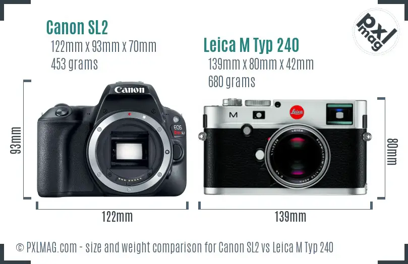 Canon SL2 vs Leica M Typ 240 size comparison
