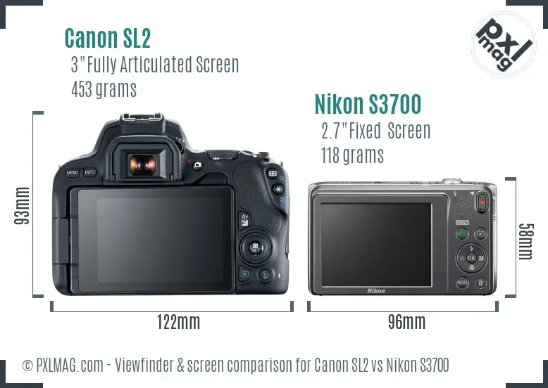 Canon SL2 vs Nikon S3700 Screen and Viewfinder comparison
