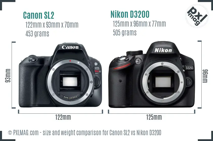 Canon SL2 vs Nikon D3200 size comparison