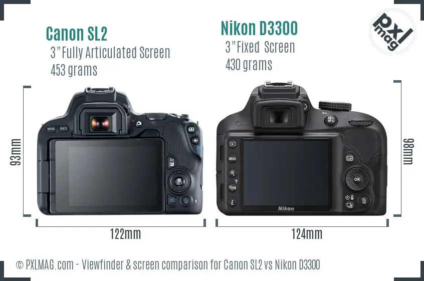 Canon SL2 vs Nikon D3300 Screen and Viewfinder comparison
