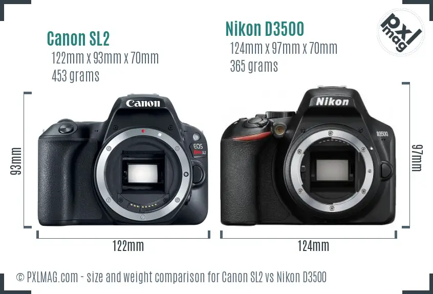 Canon SL2 vs Nikon D3500 size comparison