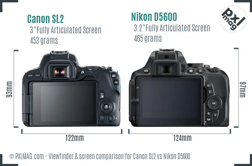 Canon SL2 vs Nikon D5600 Screen and Viewfinder comparison