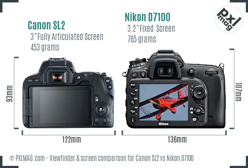 Canon SL2 vs Nikon D7100 Screen and Viewfinder comparison Canon SL2 vs Nikon D7100 Screen and Viewfinder comparison