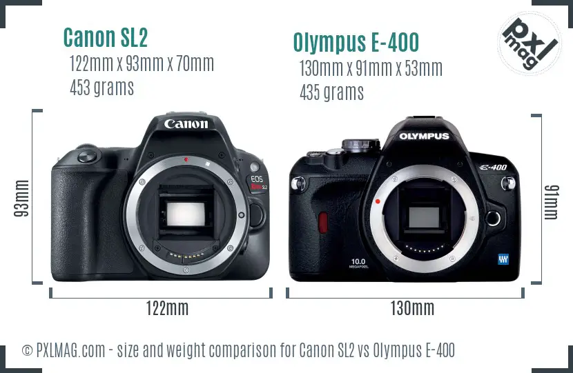 Canon SL2 vs Olympus E-400 size comparison